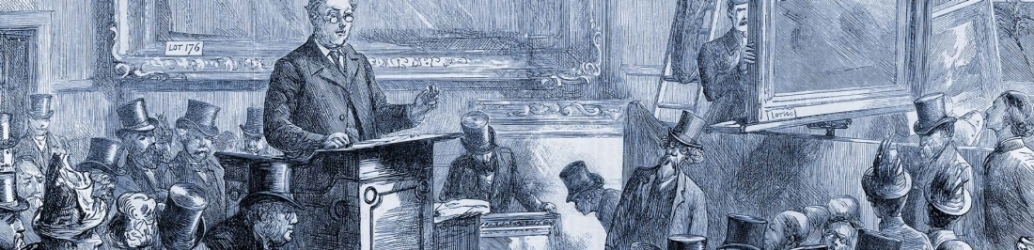 Illustration of vintage art auction